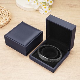 abooxiu Cremation Bracelet for Ashes with Gift Box Leather Urn Bracelet Cremation Jewelry with Jewelry Box Memorial Bangle Ash Keepsake for Women Men Black