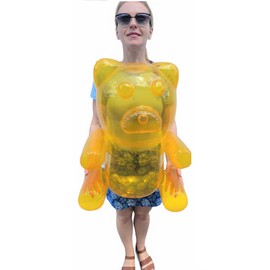 HUGE Inflatable Gummy Bears Inflates Assorted Colors (About 24 Inches Tall) Pool Toy for Kids, Candy Land Birthday Party Theme Decoration Party Favor (Yellow - (1 Piece))