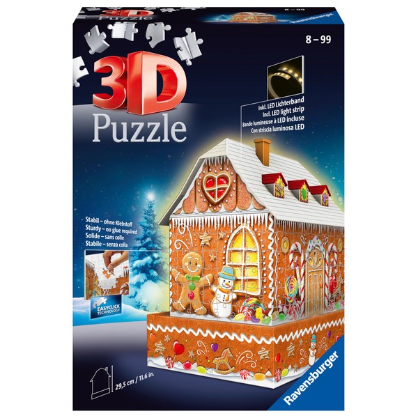 Ravensburger Gingerbread House Night Edition: 216 Piece 3D Jigsaw Puzzle