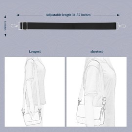 chushui Silver Hardware Purse Strap,Replacement Crossbody Adjustable Shoulder Strap for Handbag Bag(Solid Color-Black)