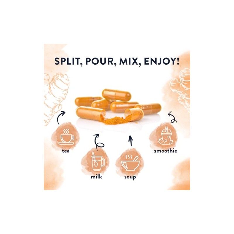 AAVALABS Turmeric and Black Pepper Capsules with Ginger Root Extract