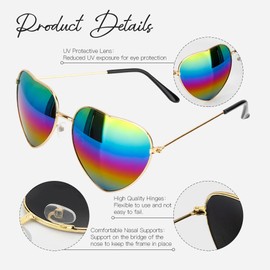 Valentines Sunglasses Heart Sunglasses for Women Rainbow Sunglasses Womens Trendy Sunglasses Pride Accessories Music Festival Outfits Country Concert Outfits Pride Outfits Music Festival Essentials