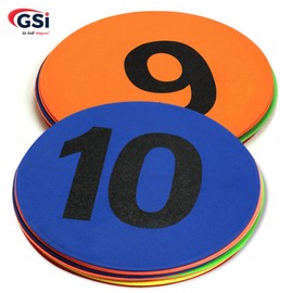 GSi Numerical Spot Markers for Classroom and Sports Activities- Size 8” inches- Set of 10 in 4 Colors