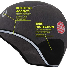 Cover Ear Running Beanie - Forro térmico resistente al viento para casco de ciclismo, Gris (Dk Grey), Talla única