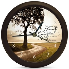 Mark Feldstein & Associates Serenity Prayer Inspirational Sleek Black 8 inch Three Hymn Sound Clock