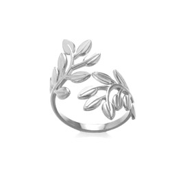 MASOP Large Rings Leaf Stainless Steel Titanium Steel Gold-Plated Branch Rings Open Adjustable Gifts for Women, Non-precious metal