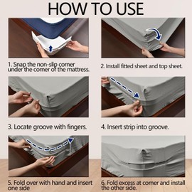 4 Piezas Clips De Sujeción De Sábanas,Correas para Sábanas Ajustadas,Sábanas y Mantas Evita Que se Deslicen,Resistente Soporte de Sábanas en Las Esquinas,se Adapta a Todos los Tamaños(Gris)