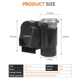 GAMPRO 12V Car Air Horn, 130DB Compact Mini Air Horn for Car, Truck, Motorcycle, Golf cart, Bus (1)
