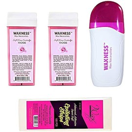 Wax Necessities Waxness Wax Heater WX1C 2 X Rose Soft Wax Cartridge 1 X Epilating Strips