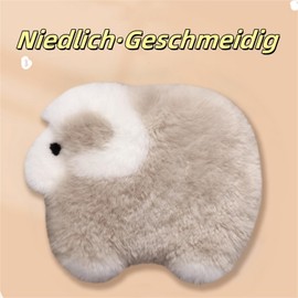 Sheep Winter Car Seat Cushion, Lambskin Car Seat Cover, Cartoon Animals Seat Cover, Car Front Seats, Winter Plush, Square, Non-Slip, Warm Plush Car Cushion for All Car Seats (#01-e)