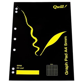 Quill A4 Graph Pad, 5mm Grid, 70gsm, 25 Sheets, White