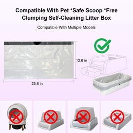 50 Count Cat Litter Box Liners,Compatible with Pet safe Scoop Free Self Cleaning Clumping Litter Box,Drawstring Litter Box Liner, Replaceable Cat Waste Bag, Easy Cleanup