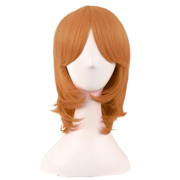 MapofBeauty 16 Inch/40 cm Short Side Bangs Synthetic Fiber Cosplay Layered Wig (Golden Orange)