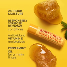 Burt's Bees Lip Balm, Lip Moisturizer With Responsibly Sourced Beeswax, with Vitamin E & Peppermint Oil, Natural Origin Moisturizing Care, 1 Tube, 0.15 oz.