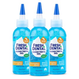 Naturel Promise Fresh Dental Clean Teeth Gel, 4 Fl Oz, Peanut Butter - Helps Remove Plaque, Tartar, & Freshen Breath - No Brushing Pet Oral Care Made in The USA for Dog and Cat Dental Care (Pack of 3)