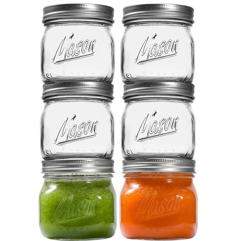 Ieavier 6PCS Wide Mouth Mason Jars 16oz with Airtight Lids