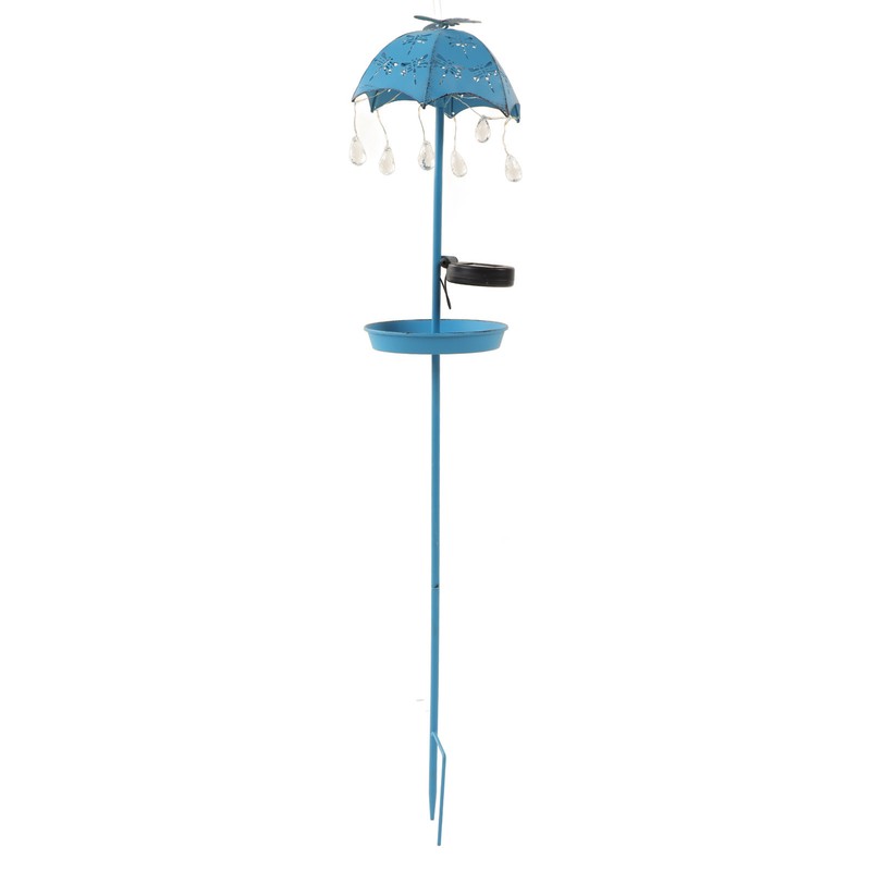 Solar Bird Feeder LED Floor Lamp with Feeding Tray Umbrella