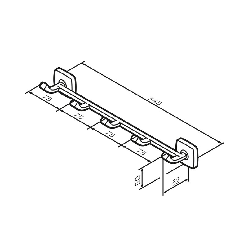 AM.PM GEM Set of 5 Towel Hooks - Wall Mounted