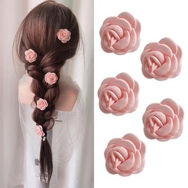 5 Pcs Pink Flower Hair Clips Cute Flower Hair Barrettes Floral Hairpin Alligator Clips Hair Accessories for Women Bridal Hair Clips for Wedding Birthday Beach Party Favors