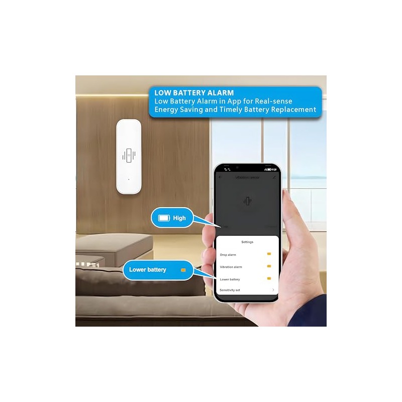 UHPPOTE 2.4GHz WiFi Vibration Sensor Shock Alarm Detector for Door