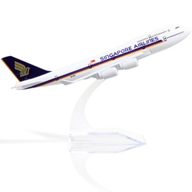 QIYUMOKE 747 Singapore Metal Plane Model kit -1/400 Boeing 747 Diecast Airplane Model with Stand (6 inches) Airline Planes for Adult -Aviation Enthusiasts Gifts or Desktop Display Decorations