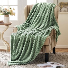 MIULEE Fleece Throw Blanket Flannel Soft Warm Comfortable Throws for Sofa Corduroy Fluffy Blanket Bed Throw for Bedroom Couch Travel Kids Bedroom Accessories 50 * 60Inch Matcha Green