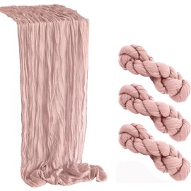 3 Piece 10Ft Cheesecloth Table Runner, Table Decor Romantic Wedding Runner Gauze Table Runner for Baby Shower Bridal Shower Wedding Birthday Party Table Decor (Pink, 4 Pcs-10FT)