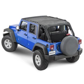 MasterTop Freedom Mesh Bimini Plus Top in Black| Compatible with 2007-2018 Jeep JKU 4 Dr Wrangler Vehicles|No need to remove when replacing Hard Top|14221401