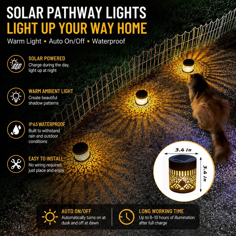 UGQQ Solar Post Cap Lights Outdoor, Waterproof Solar Powered Mandala