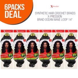 MULTI PACK DEALS! Outre Synthetic Hair Crochet Braids X-Pression Braid Ocean Wave Loop 14" (6-PACK, 4)