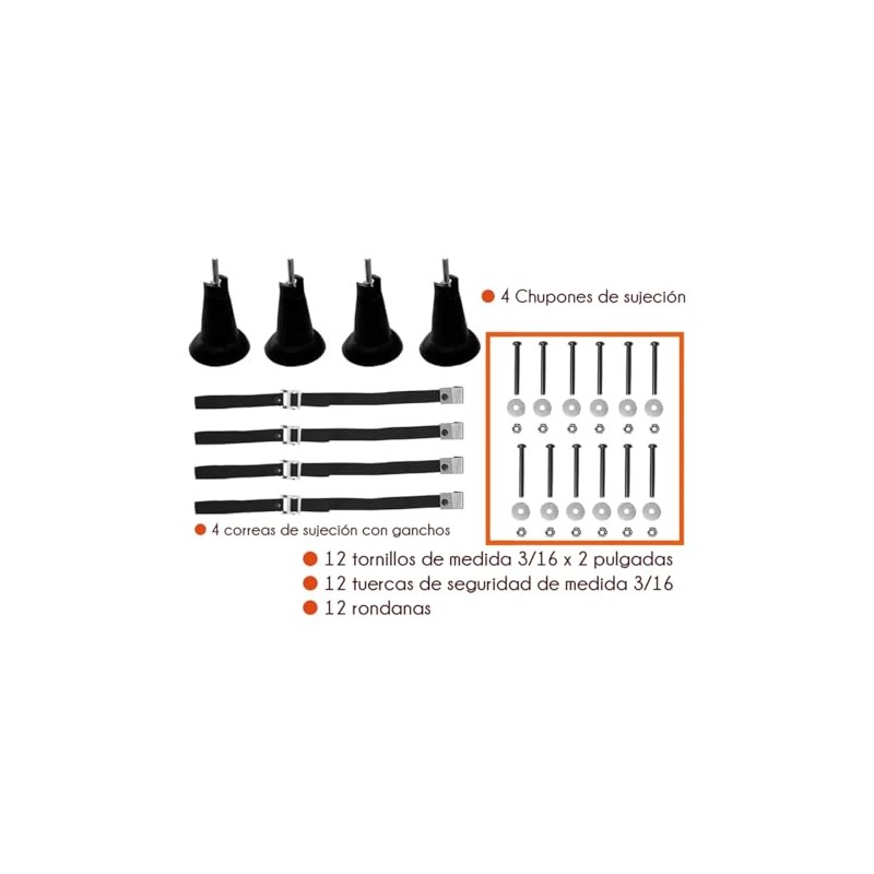 Pyrasport Kit Chupones para Canastilla con Correas y Tornillería de