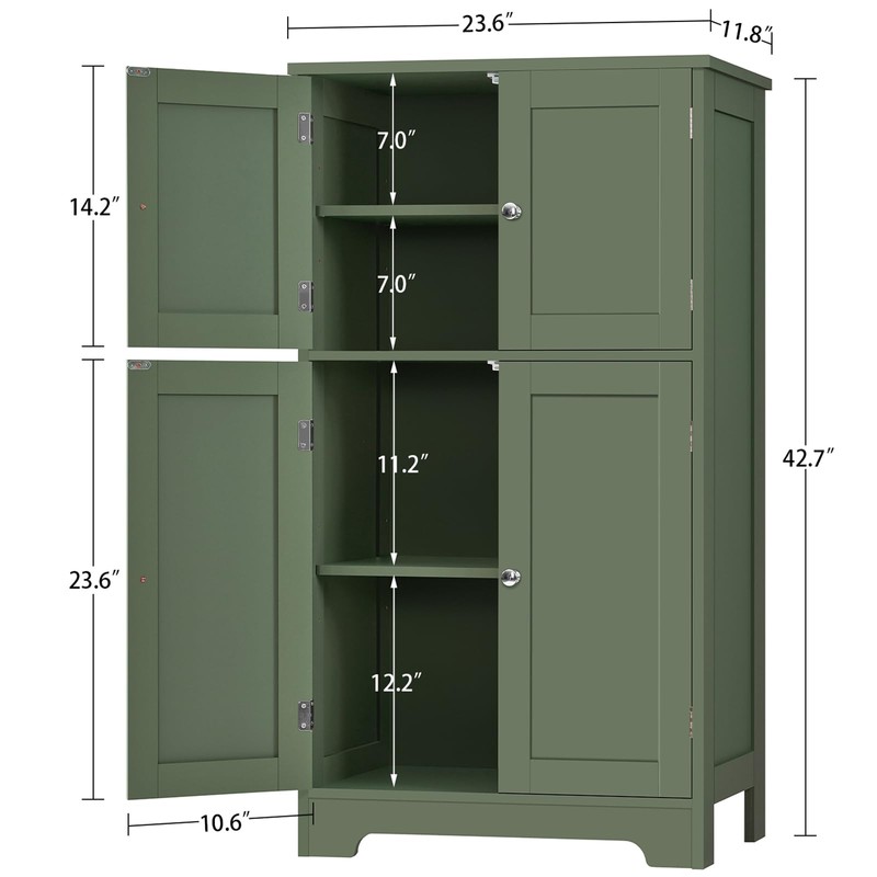 TEENFON Bathroom Floor Storage Cabinet, Freestanding Bathroom Cabinet with 4