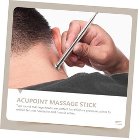 KOMBIUDA 1Pc Acupoint Pressure Stick Stainless Steel Facial Massage Tool with Dual Heads for Relief of Tension and Muscle Aches Portable Design for Face Neck Back