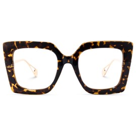 Zeelool Readers Oversized Square Blue Light Blocking Reading Glasses for Women Qatar ZOP01892 (Tortoise, 0.5)