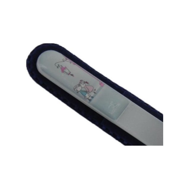 Czech Crystal Glass, Kiss Me Love 3D Logo-print Design, 5.32 inches, Nail File with Protective Velvet Sleeve