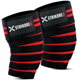 StrikoreX - Rodilleras para levantamiento de pesas (par) para hombres y mujeres, lo mejor para entrenamiento cruzado y prensa de piernas, envolturas de gimnasio para entrenamiento, levantamiento de