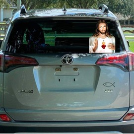 Ride with Passenger Jesus Christ Car Window Decal - Jesus is My Co-Pilot Window Cling - Easy Removal Leaves No Residue - Do You Ride with The Lord? Now You Can Show It