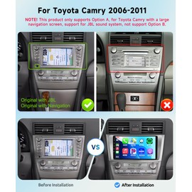 for Toyota Camry 2006-2011 with JBL 8 CORE 6G+128G Car Radio Stereo with Wireless CarPlay Android Auto, 9 Inch 1280 * 720P IPS Touch Screen Android 13 GPS WiFi Bluetooth 32-Band DSP SWC HD Camera