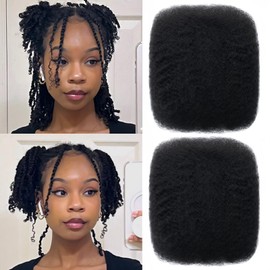Trekci Afro Kinkys Bulk Human Hair 12 Inch 50g/Pack 100% Human Hair No Short Hair Afro Kinky Human Hair for Dreadlock Extensions,Repair Locs,Braiding Twists and Braids(12Inch, 2Pack, 1B)