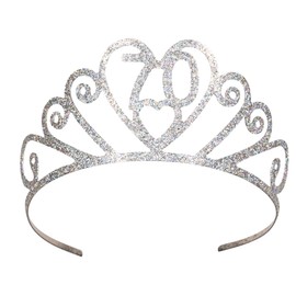 Beistle 60633-70 Glittered Metal "70" Tiara, Silver