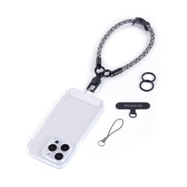 Project-cb Phone Wrist Strap×1,Phone Tether Tab×2,Phone Wristlet,Phone Lanyard Wrist Strap,Key Holder,KeyChain,Key Ring×2(White-Black)