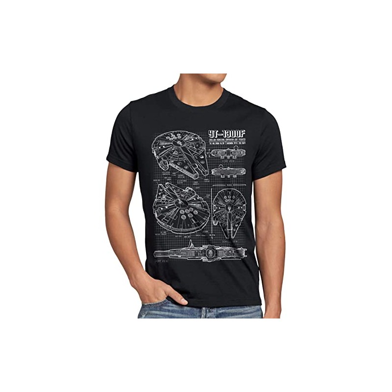 style3 Millennium Falcon Blueprint Men's T-Shirt - 3xl
