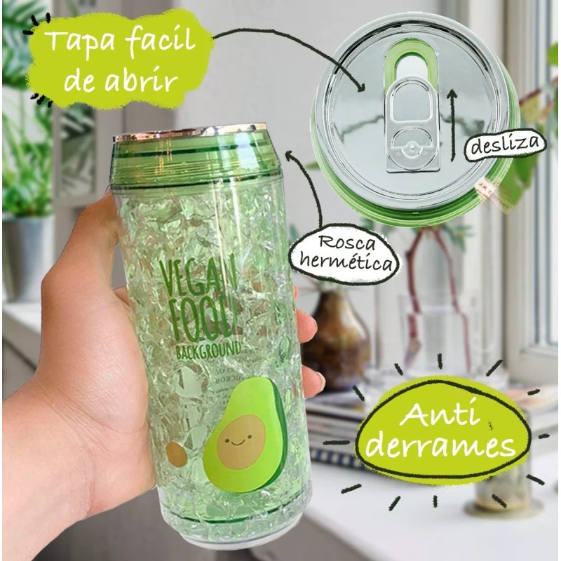 J.H. Company Vaso Acrilico Estapado Aguacate Termico Forma De Lata