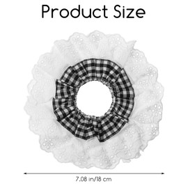 Dimeho Large Lace Scrunchies Black Hair Ties for Women Oversize Scrunchy Double Layer Jumbo White Lace Hair Scrunchies Elastic Ponytail Holder Hairs Tie for Women Thick Curly Hairs, Plaid