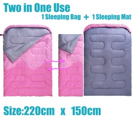 Sleeping Bag - Double Camping Sleeping Bags 2 Person for Adults Kids Boys Girls for Hiking Backpacking - Warm Cold Weather Lightweight Portable with Compression Bag for Indoors Outdoors Activities