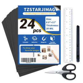 TZSTARJIMAG Magnetic Sheets with Adhesive Backing,8.5" x 11"(Pack of 24),30 mil Thick Cuttable Flexible Magnet Sheets for DIY Crafts,Photos and Stickers,Magnetic Paper Sheets with Strong Self Adhesive