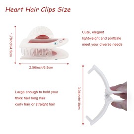 Tihebax Red Heart Hair Claw Clips for Women Thick Hair 2.56" Non-Slip Medium Claw Clips for Women Hair Accessories