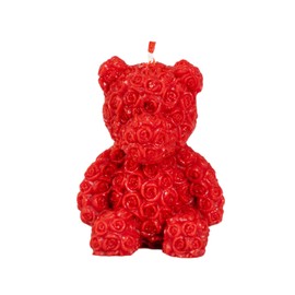 BeesWax World® - Handmade Beeswax Love Candles - Natural Heart Bear and Cylinder Shape Candles - Lovely Decoration (Red Rose Bear - Height: 98mm)