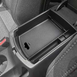EDBETOS Center Console Organizer Tray Compatible with KIA Soul 2020 2021 2022 2023 2024 2025 Accessories EV S LX GT-Line EX Turbo, Interior Secondary Armrest Storage Box ABS Insert Tray, Black Trim