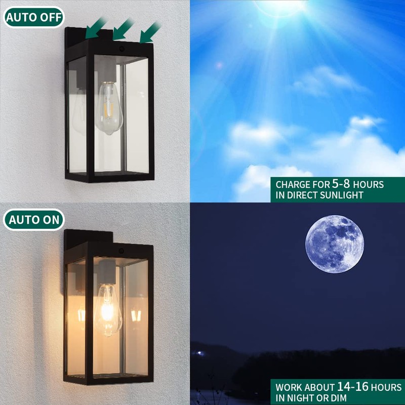 MDENLT Solar Wall Lights Outdoor Waterproof Aluminum Solar Sconce Lights